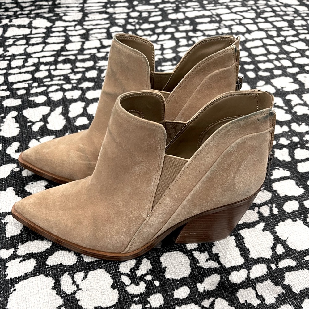 Size 8 Vince Camuto beige real suede bootie